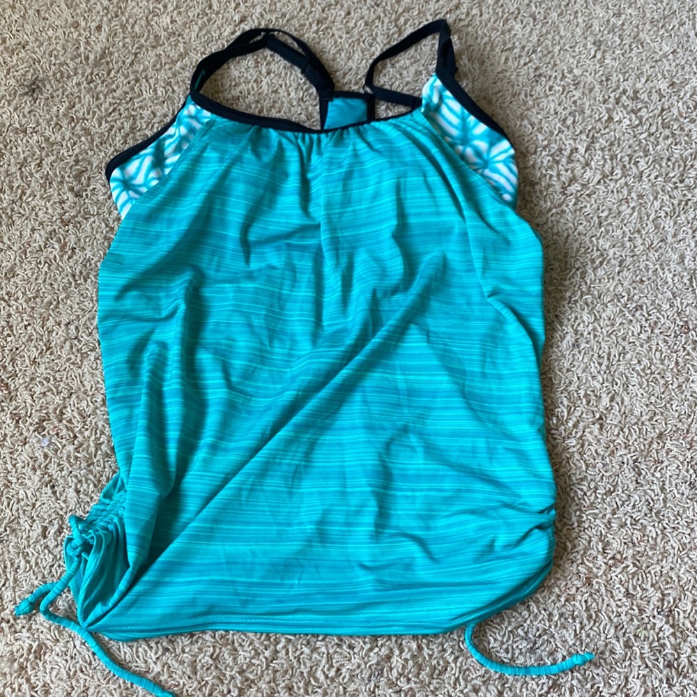 Size 8 (or M/L) teal swim tank top with built in padding